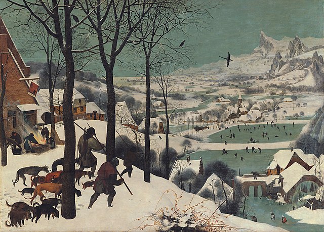 ブリューゲル作　雪中の狩人